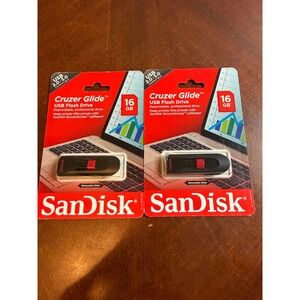 2 Pack SanDisk Cruzer Glide 16GB USB 2.0 Flash Drive Black Red SDCZ60-016G-A46